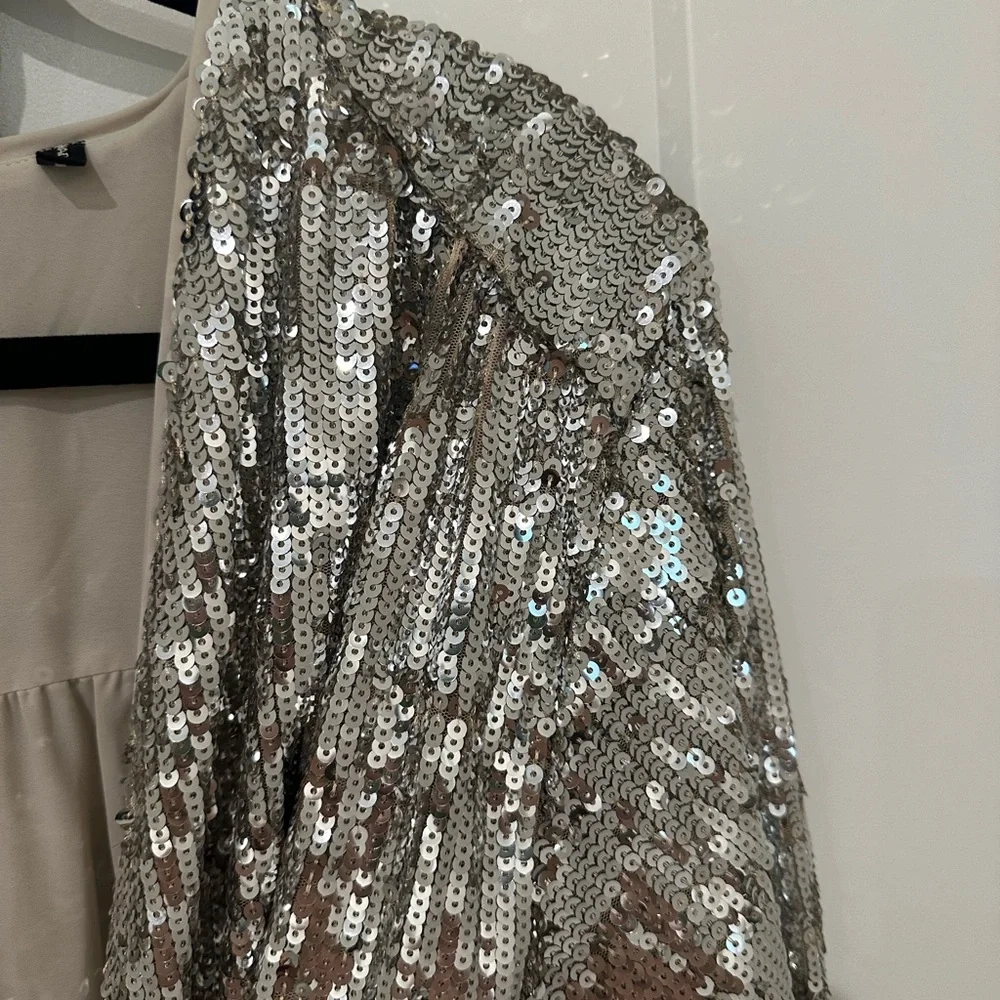ROTATE Birger Christensen Sliver Sequin Wrap Minidress US 8 - Picture 12 of 13